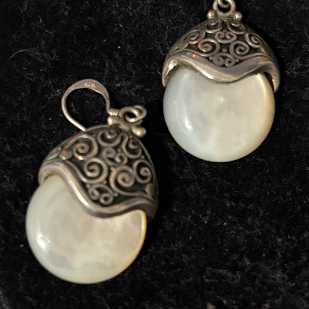 Silver and Mother of Pearl Vintage Earrings